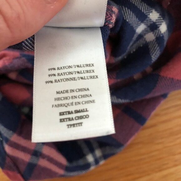 Rails Hunter Plaid Button Up Shirt Rust Indigo White Metallic XS - Picture 5 of 8